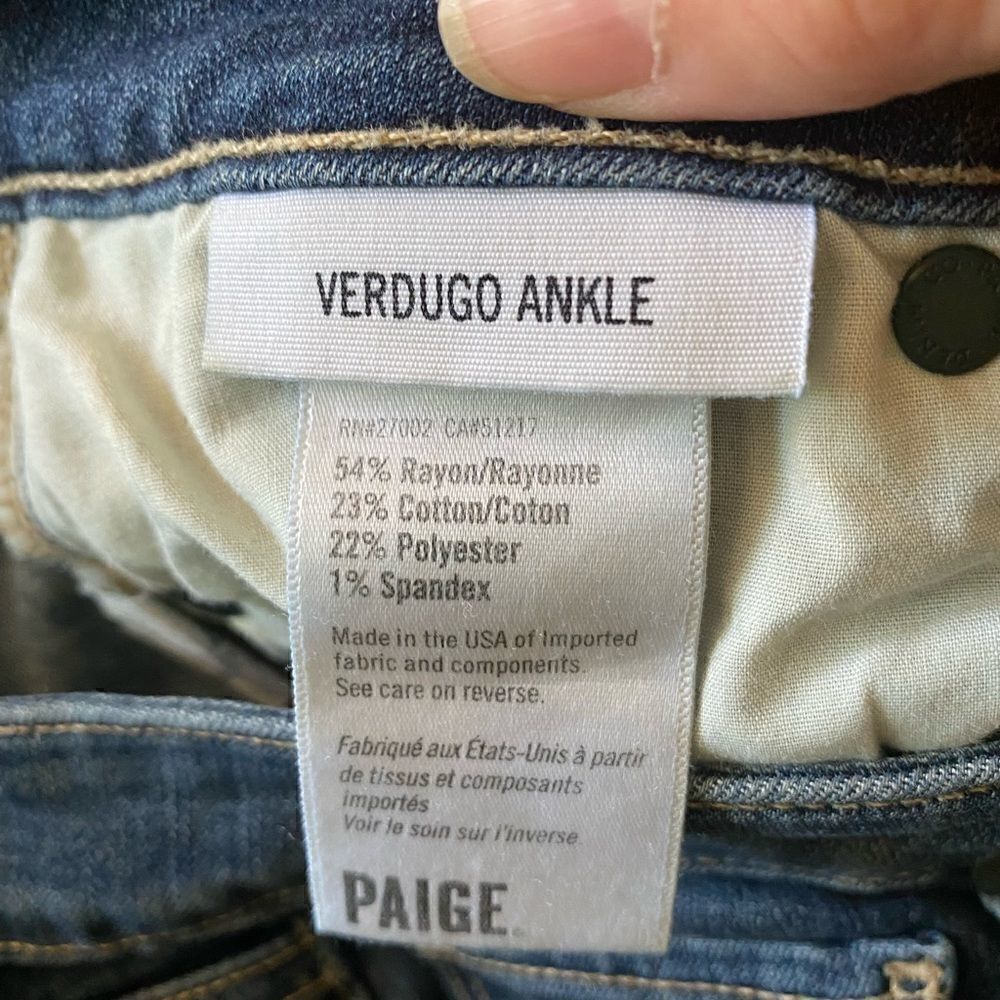 PAIGE VERDUGO ANKLE  DISTRESSED JEANS - Picture 7 of 9